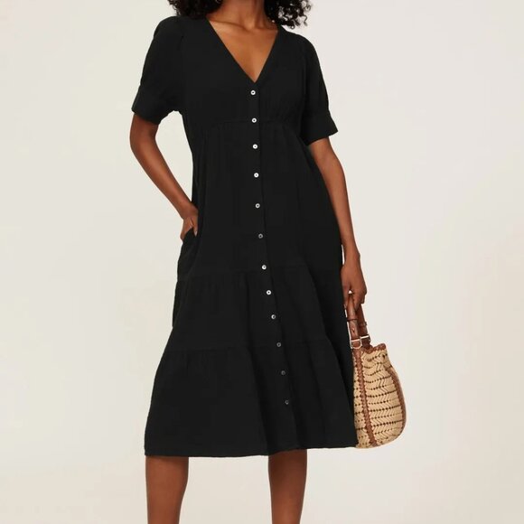 Madewell Lightspun Button-Front Midi Dress - Picture 1 of 4